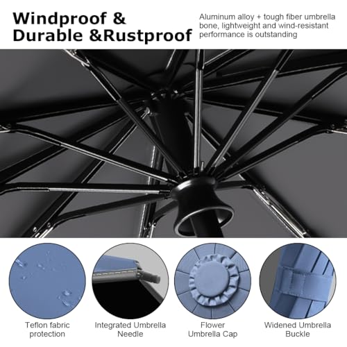 PALAY® Large 50'' Windproof Umbrella for Men & Women, Automatic Open/Close, 10 Dual Ribs, Reflective Strap, Carabiner Handle, 99% UV Protection, Travel Folding, Ideal for Daily Use PALAY® Large 50'' Windproof Umbrella for Men & Women, Automatic Open/Close, 10 Dual Ribs, Reflective Strap, Carabiner Handle, 99% UV Protection, Travel Folding, Ideal for Daily Use